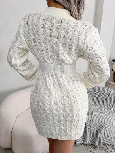 Cozy Lady Cable Knit Sweater Dress