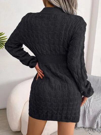 Cozy Lady Cable Knit Sweater Dress