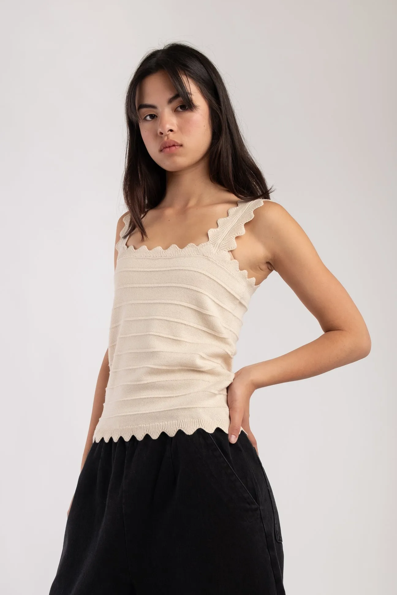 Cream Scallop Tank