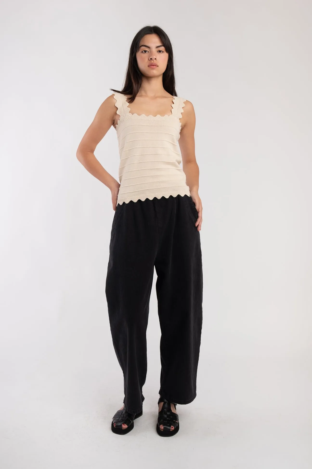 Cream Scallop Tank