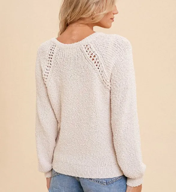 Cream Textured Pullover