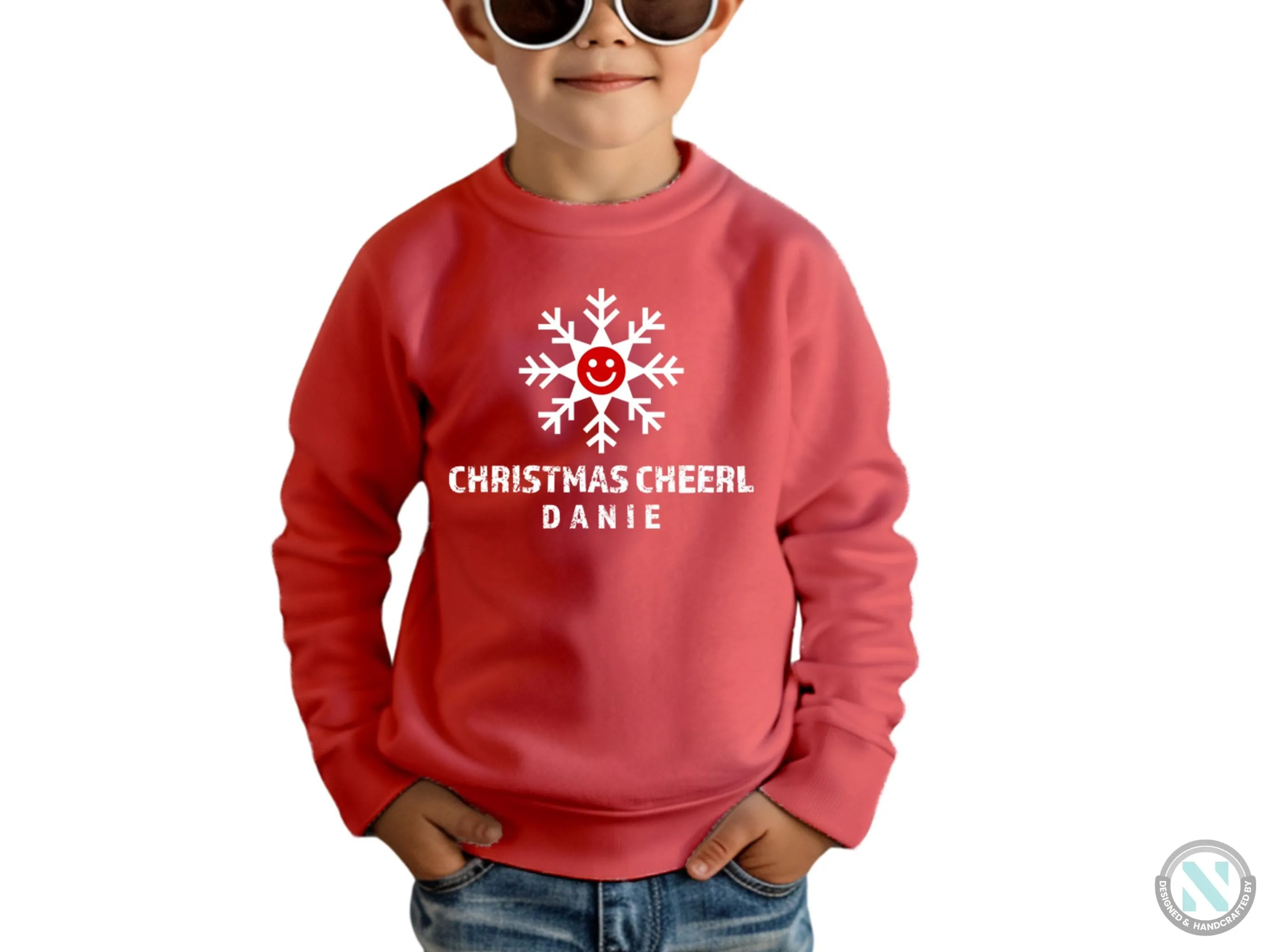 Custom Christmas Cheer Text Winter Sweatshirt for Toddler Boys