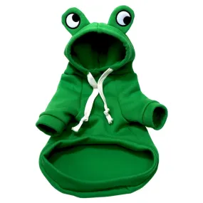 Cute Green Frog Dog Sweater - Hooded Pet Costume for All Seasons