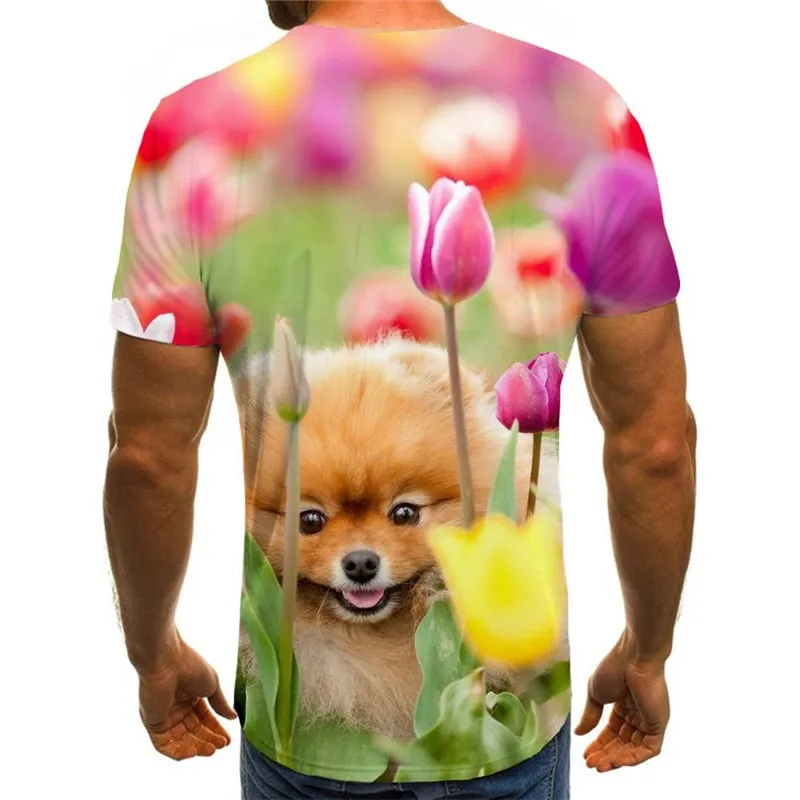 dog t shirts Puppy Cute animal top tee male art costume Casual big Smart dogs