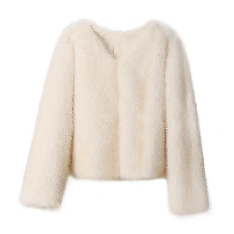 Elegant Fluffy Faux Fur Coat