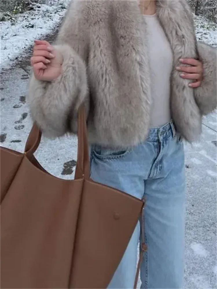 Elegant Fluffy Faux Fur Coat