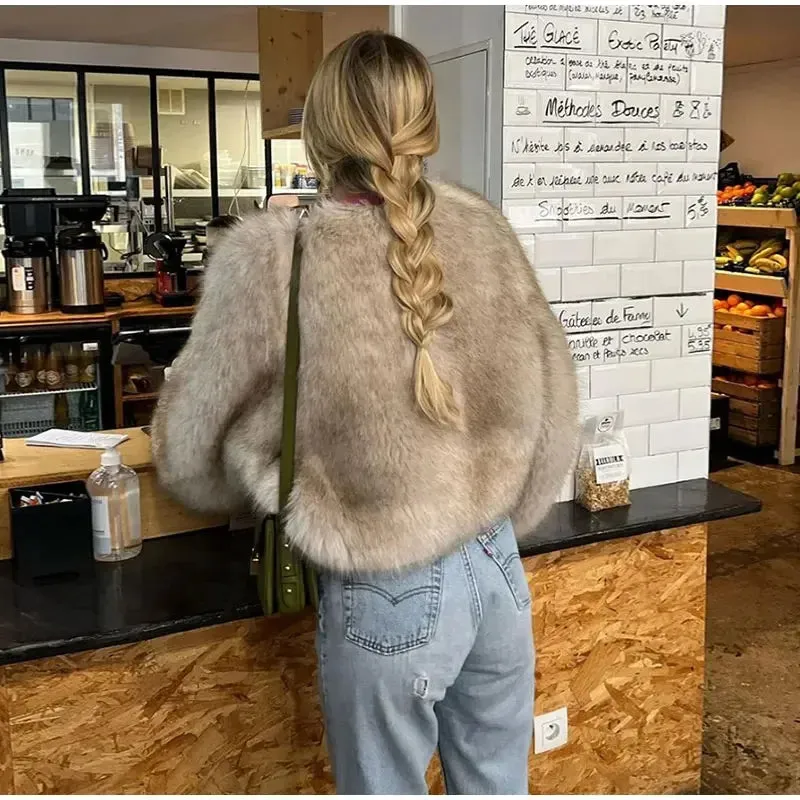Elegant Fluffy Faux Fur Coat