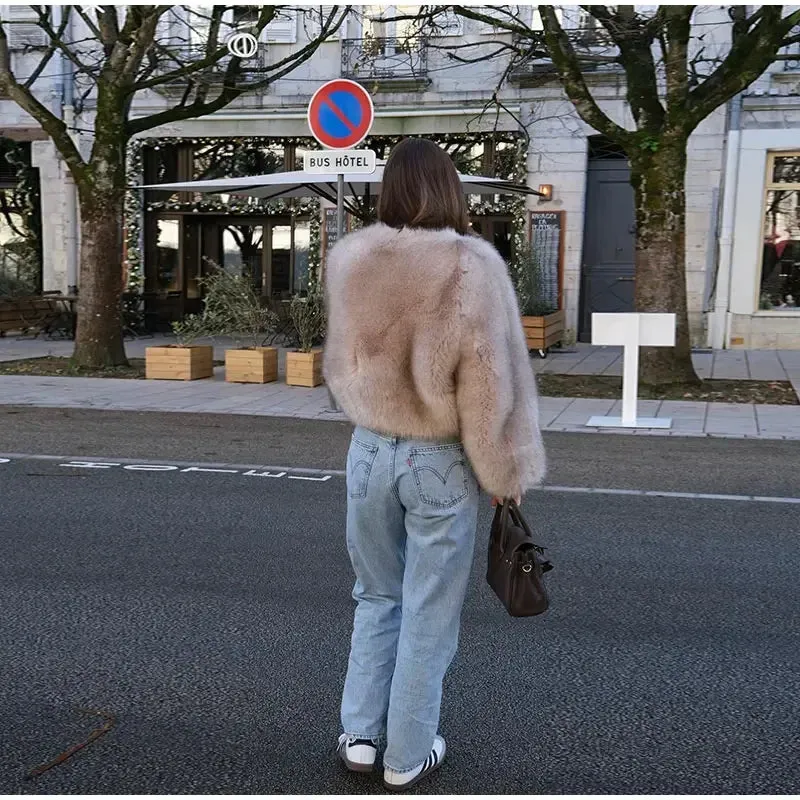 Elegant Fluffy Faux Fur Coat