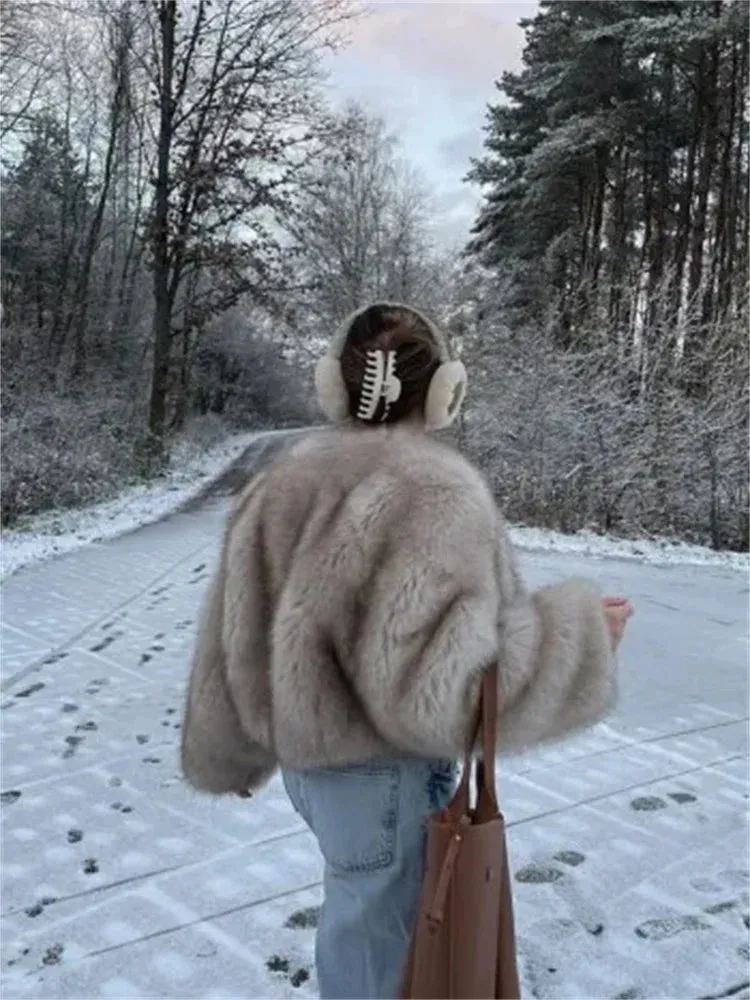 Elegant Fluffy Faux Fur Coat