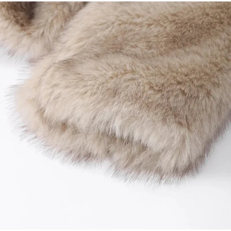 Elegant Fluffy Faux Fur Coat