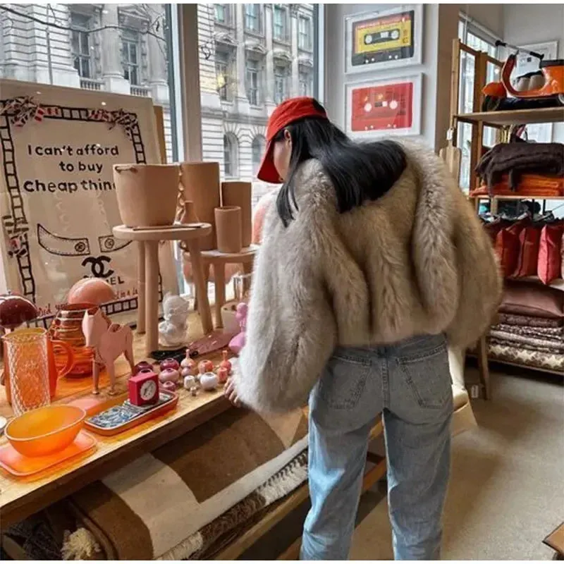 Elegant Fluffy Faux Fur Coat