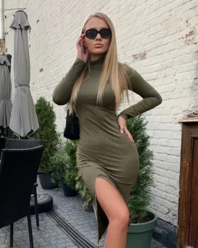 Elegant Knee-Length Turtleneck Dress