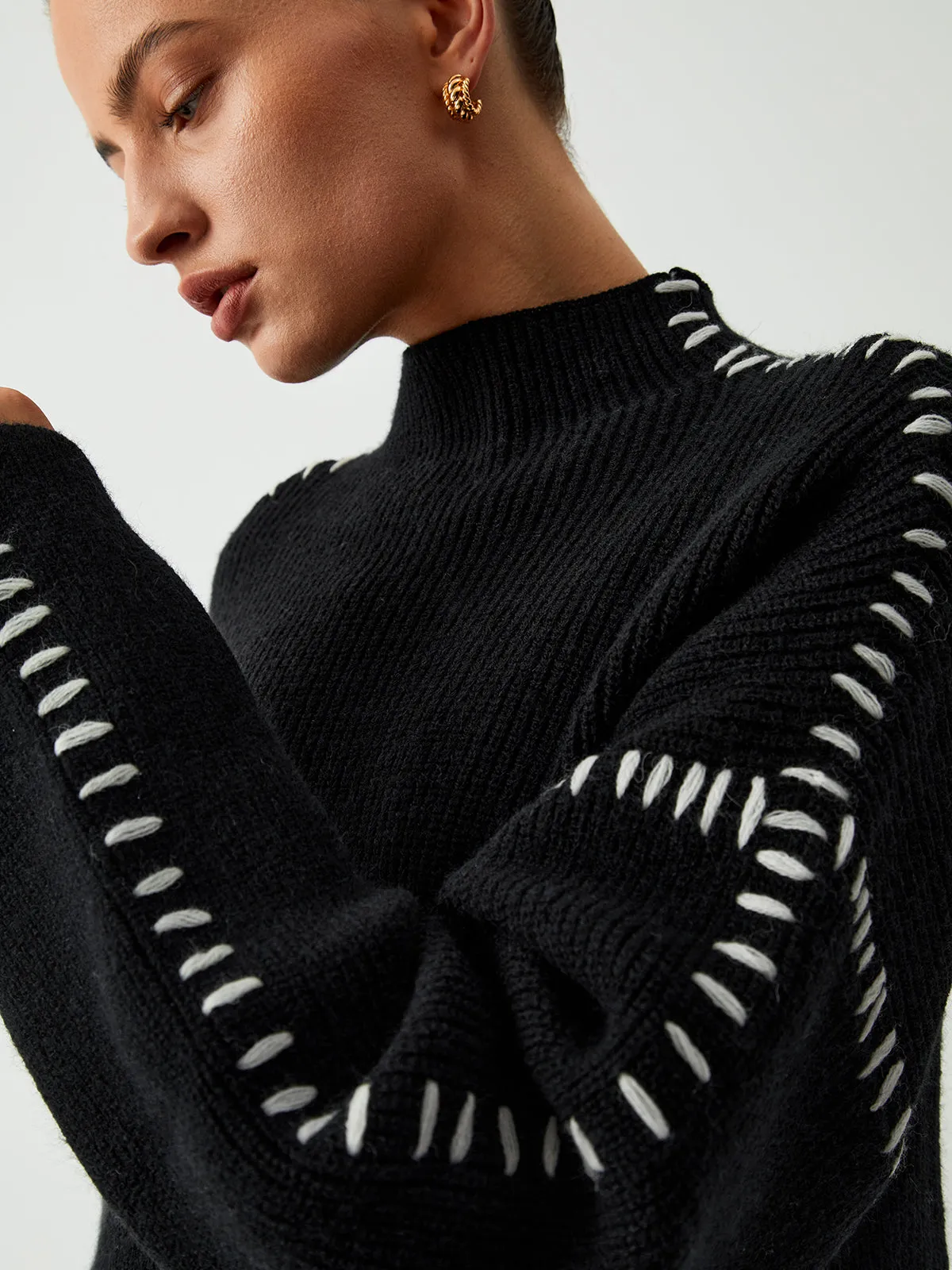 Eleonoro | Turtleneck jumper with piqué detailing