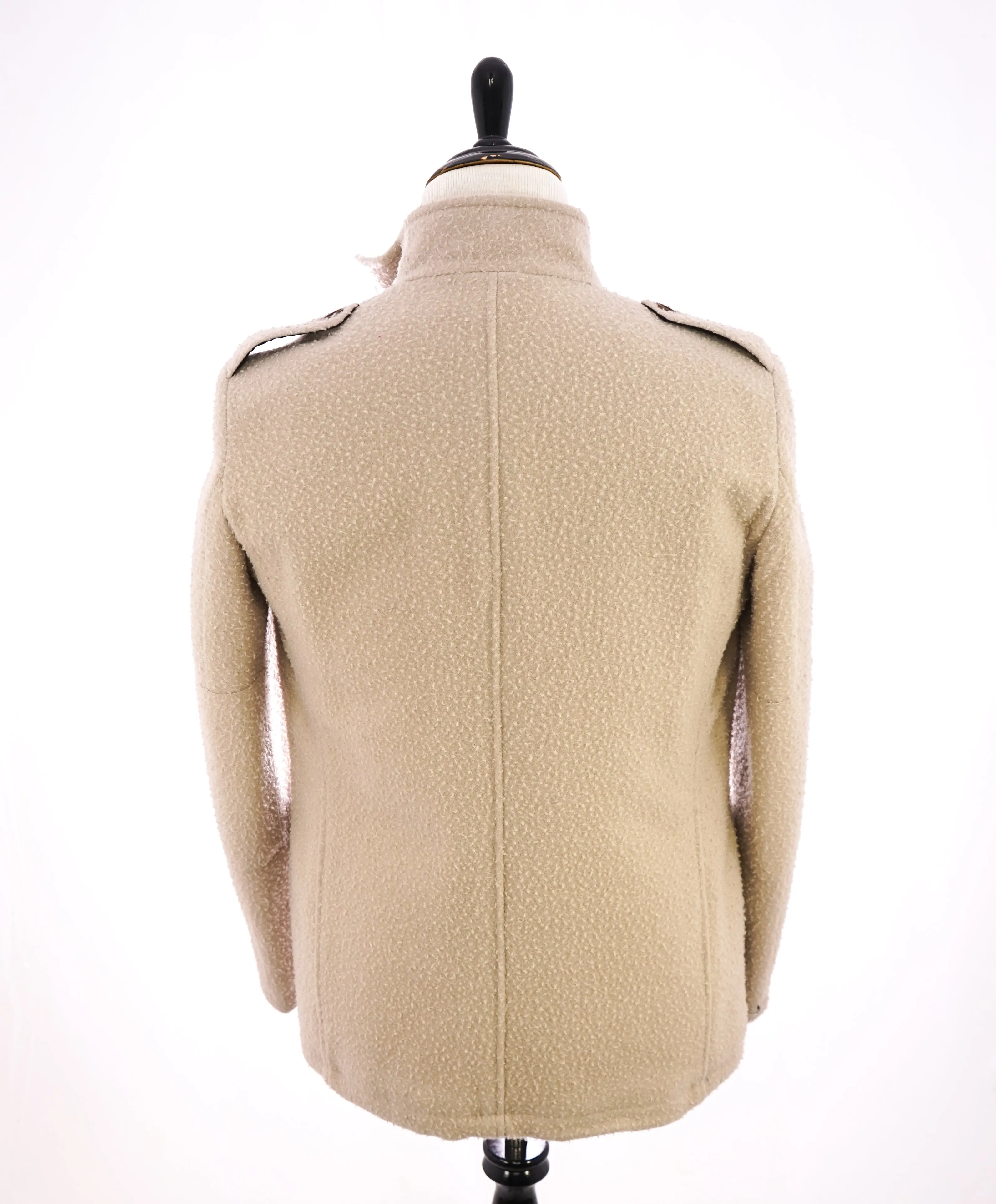 ELEVENTY - Cream Textured Wool Military Coat W Quilted Lining - 40US