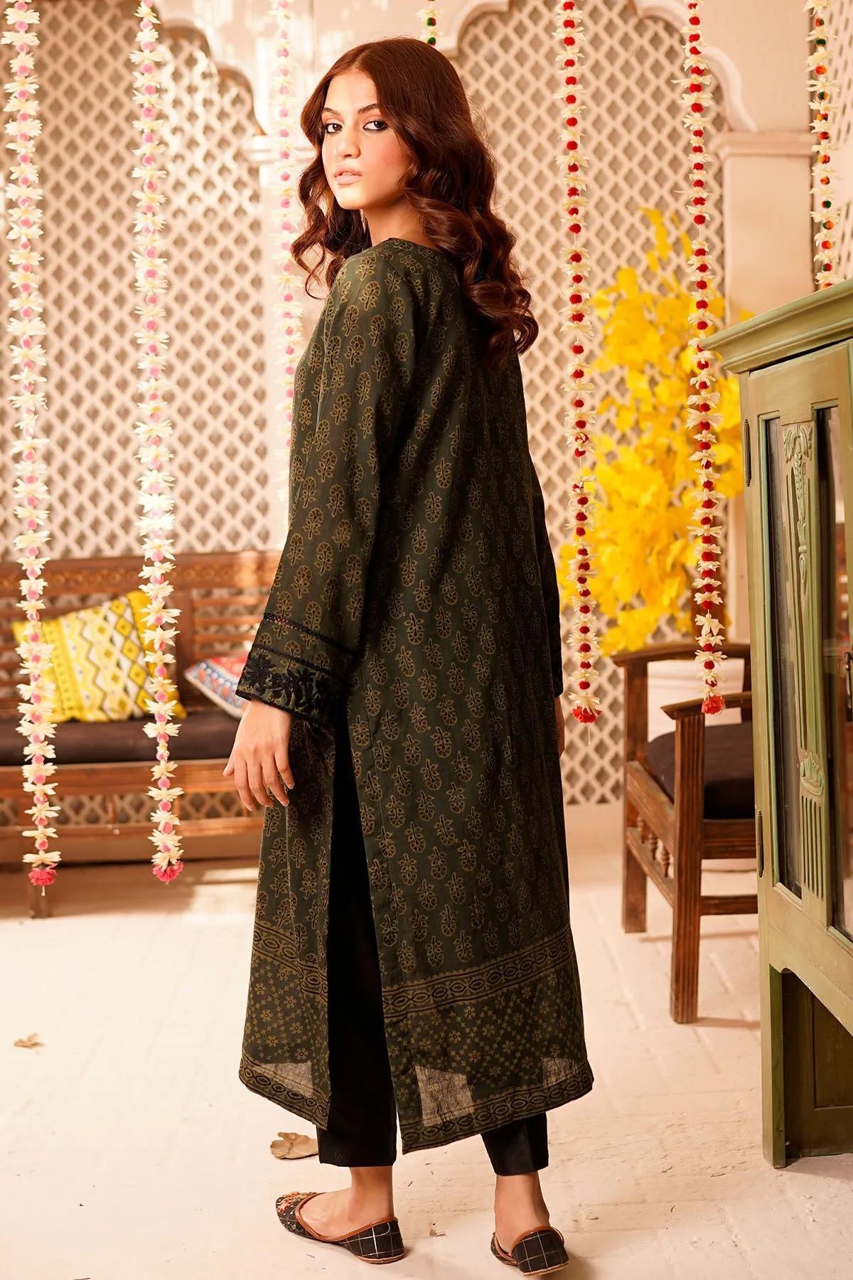 Fahza by Fareeha - Emerald - Olive Green & Black - Pure Cotton Lawn - 2 Piece