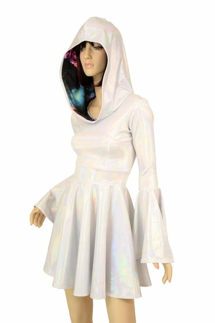 Flashbulb Holographic Trumpet Sleeve Dress