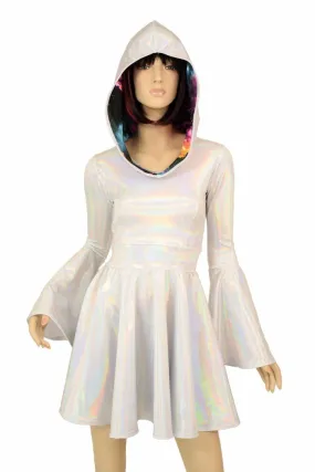 Flashbulb Holographic Trumpet Sleeve Dress