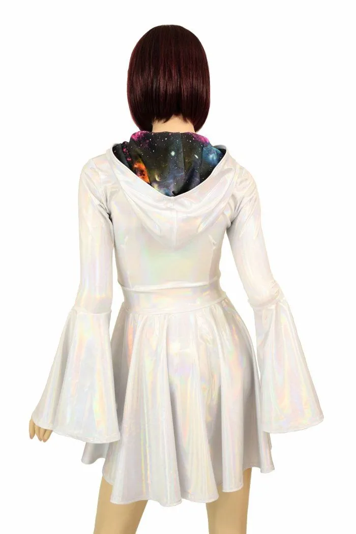 Flashbulb Holographic Trumpet Sleeve Dress