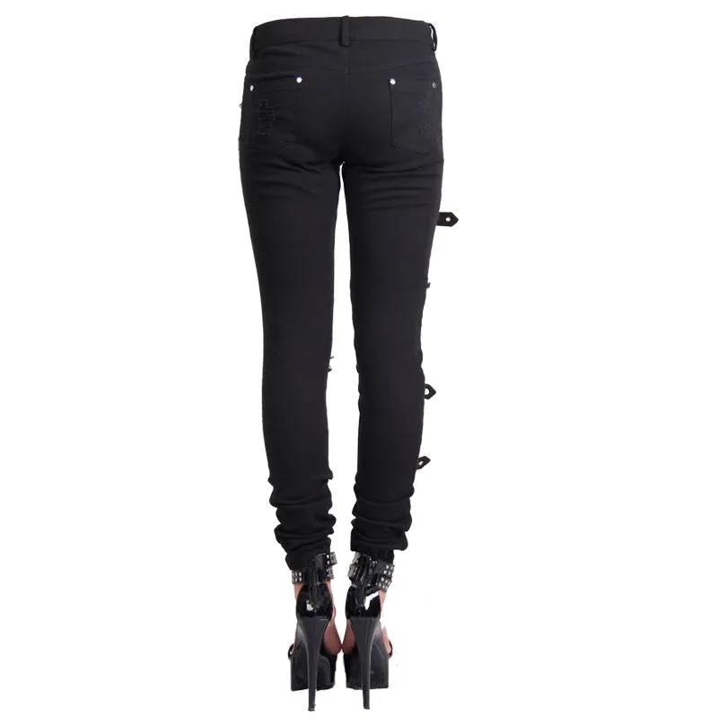 'Flower of Carnage' Punk Ripped Jeans with Belt Loops