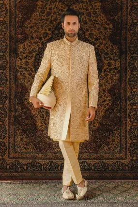 GEM Garments - Xerxes - Sherwani - Gold - 1 Piece - Indian Silk