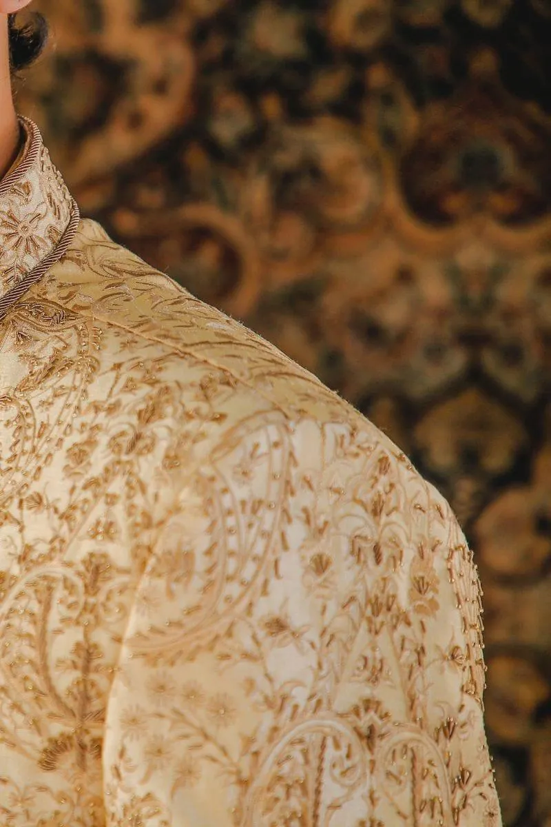 GEM Garments - Xerxes - Sherwani - Gold - 1 Piece - Indian Silk