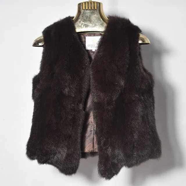 Genuine Rabbit Fur Vest Women Autumn Real Fur Short Jacket Sleeveless Girls Fur Vest Warm Natural Rabbit Fur Slim Thin Waistcoat