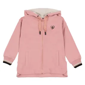 Girls Pink Hooded Sweater Zipper-Nano