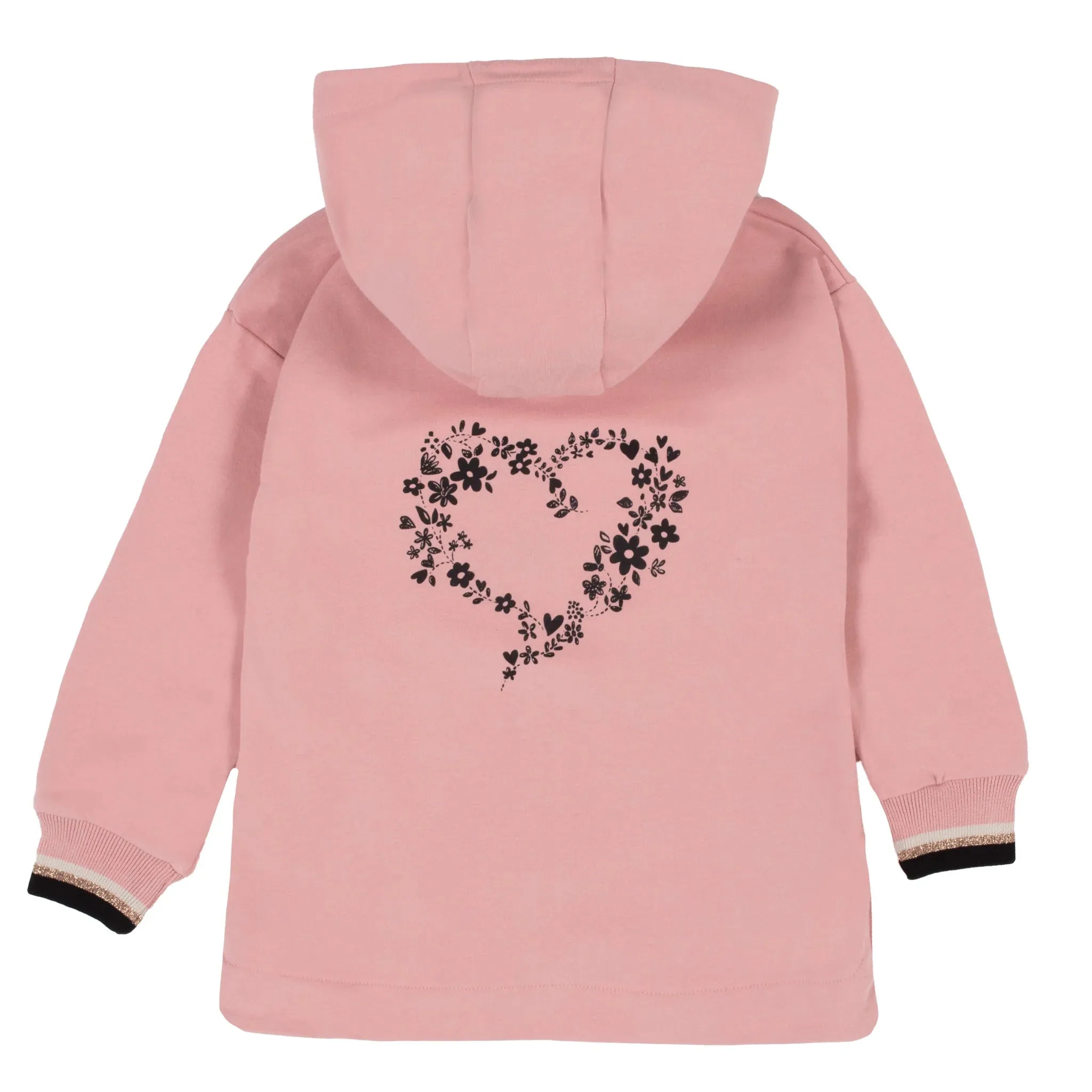 Girls Pink Hooded Sweater Zipper-Nano