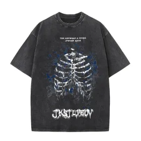 Goth Skull Graffiti Print Casual T-shirt