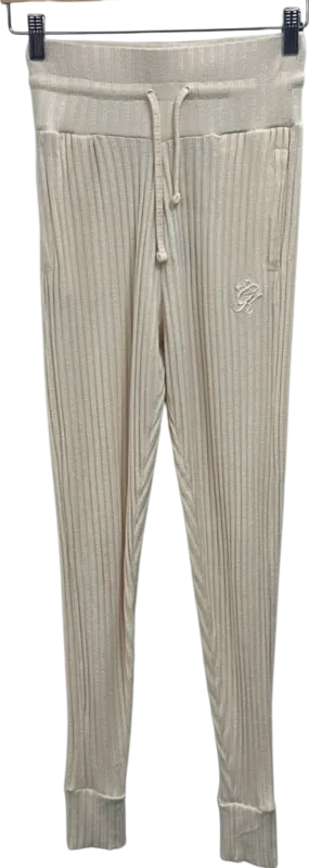 Gym King Cream Ribbed Joggers UK 6