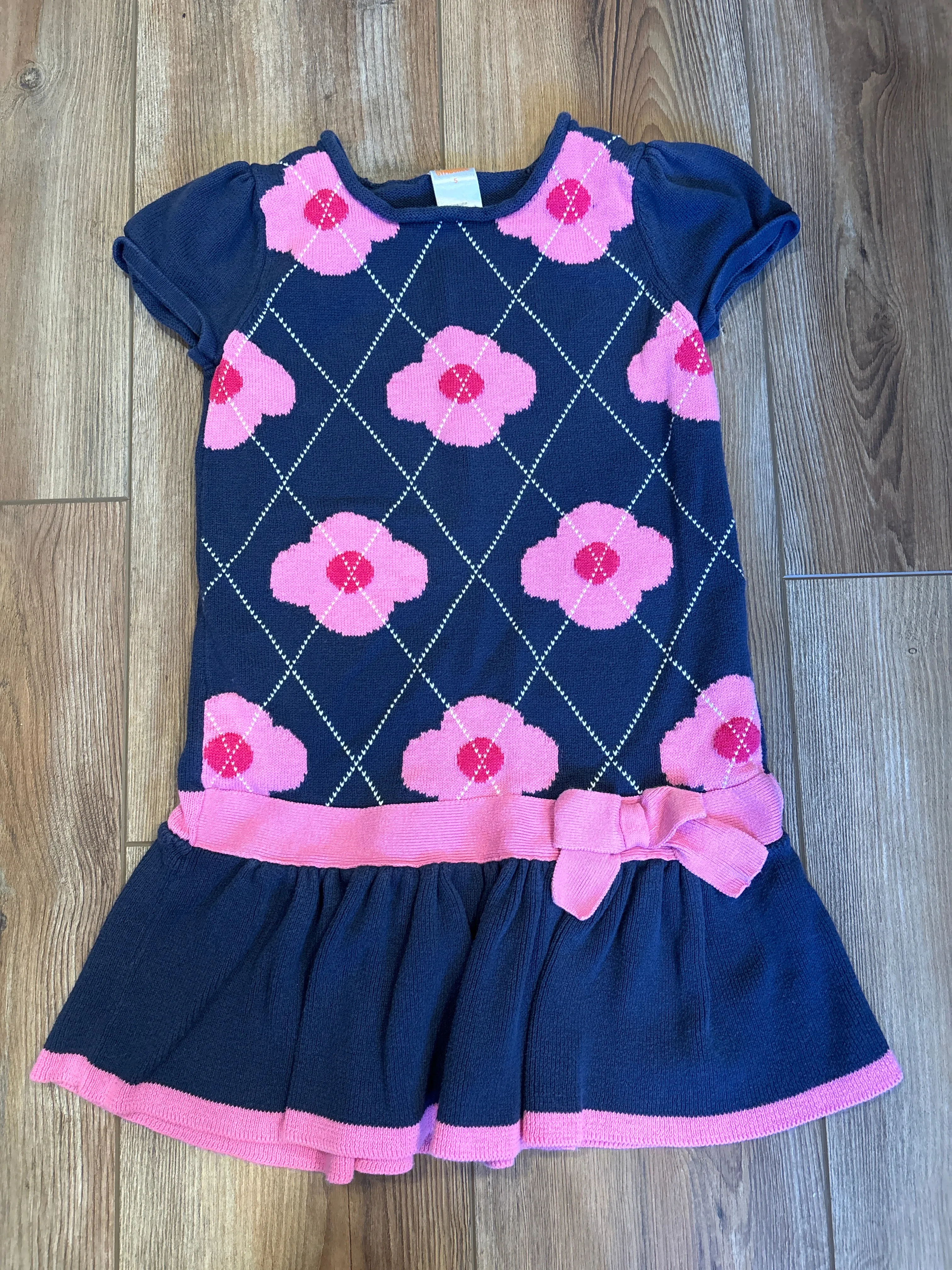 Gymboree Size 5 Dress Navy/Pink Flowers - size Kids Clothing:     5 & 5T