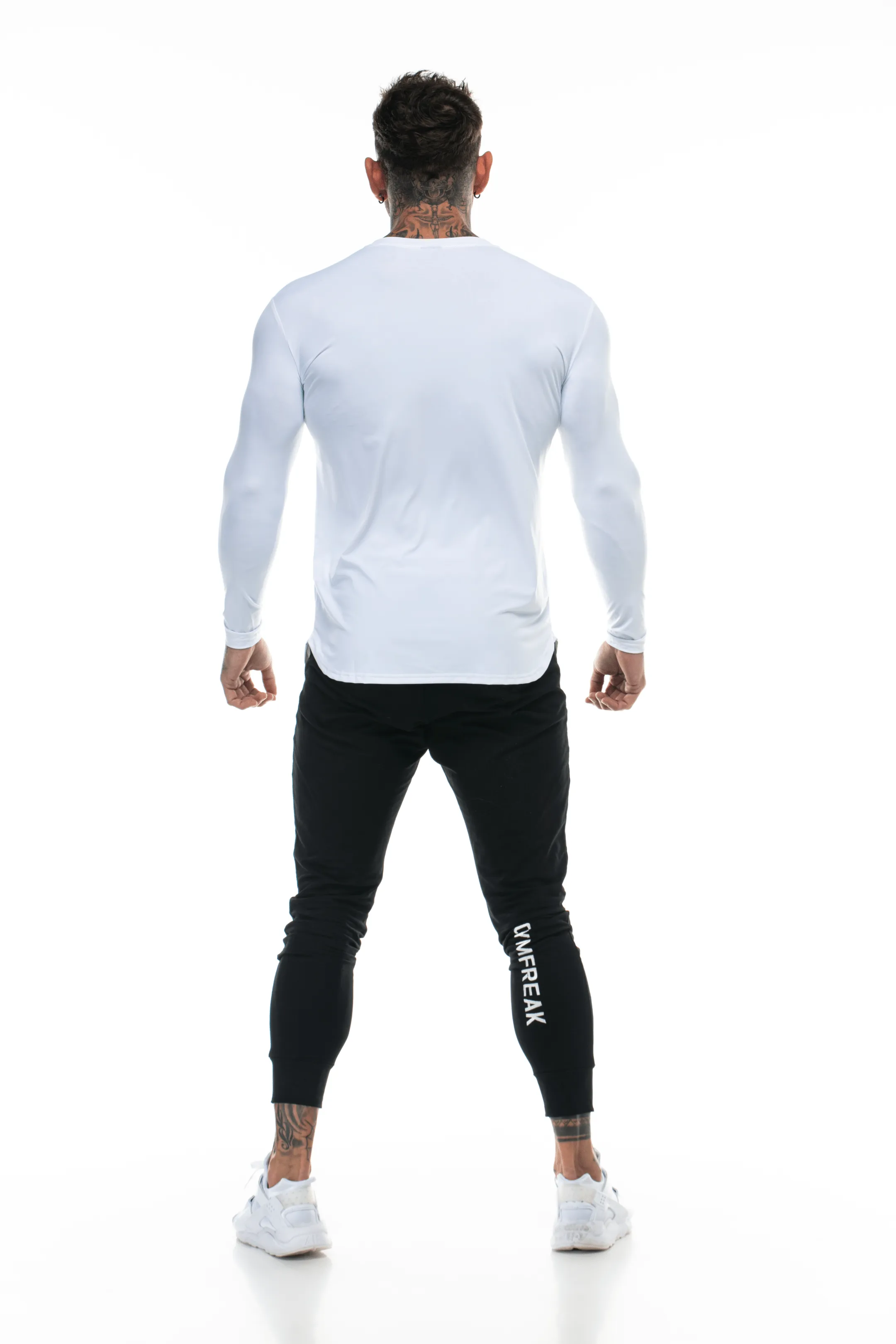 GymFreak Mens Long Sleeve Active T-shirt - White