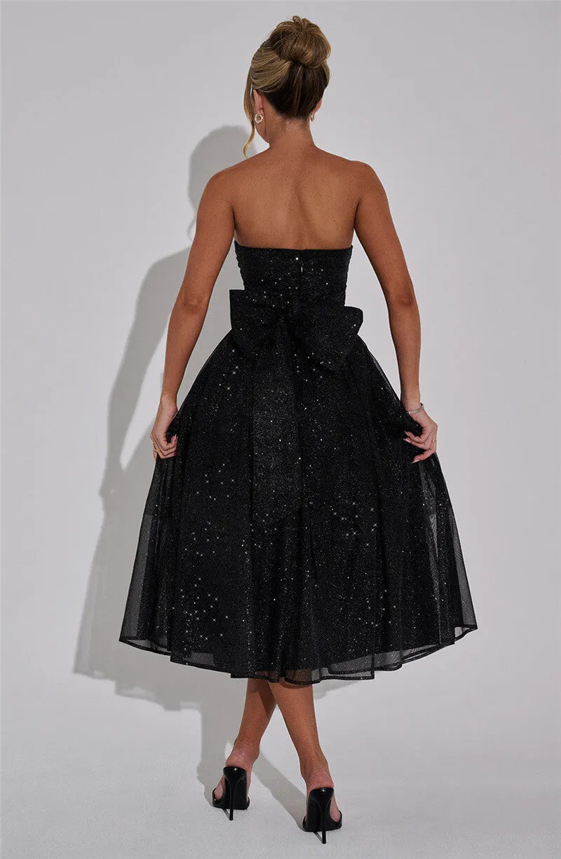 Holly Woman Off-shoulder Backless Bow Sexy Maxi Dress