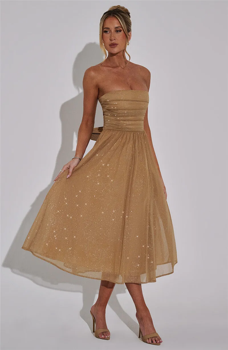 Holly Woman Off-shoulder Backless Bow Sexy Maxi Dress