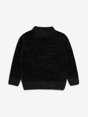 HOP Kids Black Knitted Shimmer Detailed Sweater