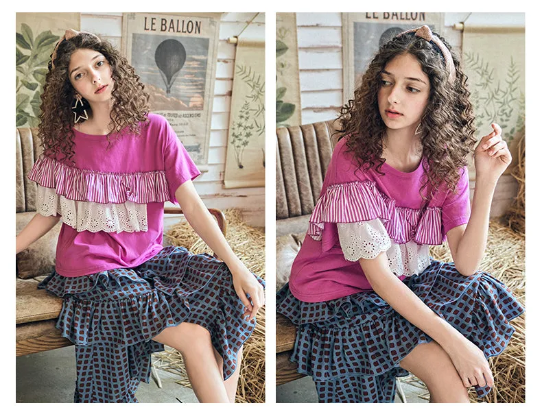 JAM PRINCESS DOUBLE FRILL LAYER T SHIRT IN PINK