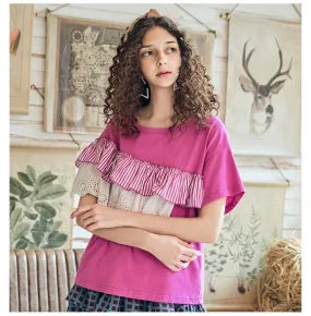 JAM PRINCESS DOUBLE FRILL LAYER T SHIRT IN PINK