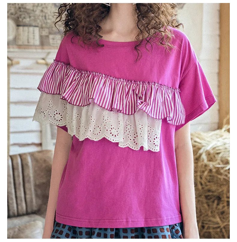JAM PRINCESS DOUBLE FRILL LAYER T SHIRT IN PINK