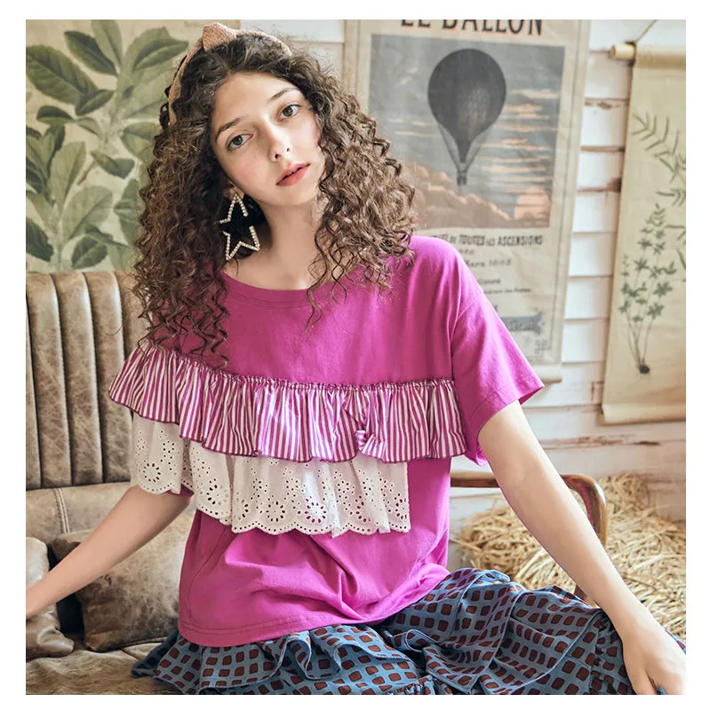 JAM PRINCESS DOUBLE FRILL LAYER T SHIRT IN PINK