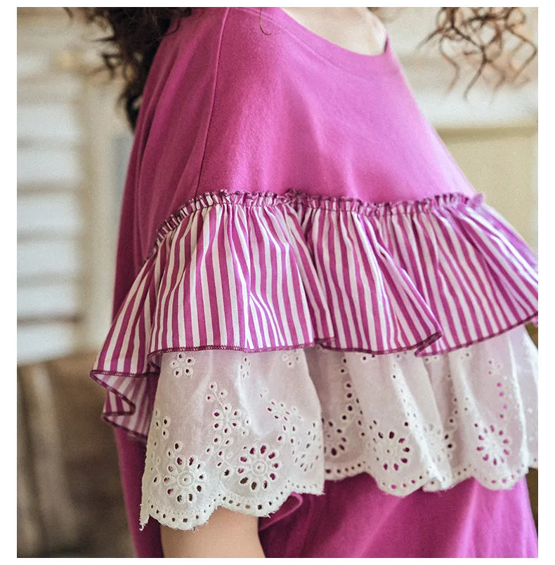 JAM PRINCESS DOUBLE FRILL LAYER T SHIRT IN PINK