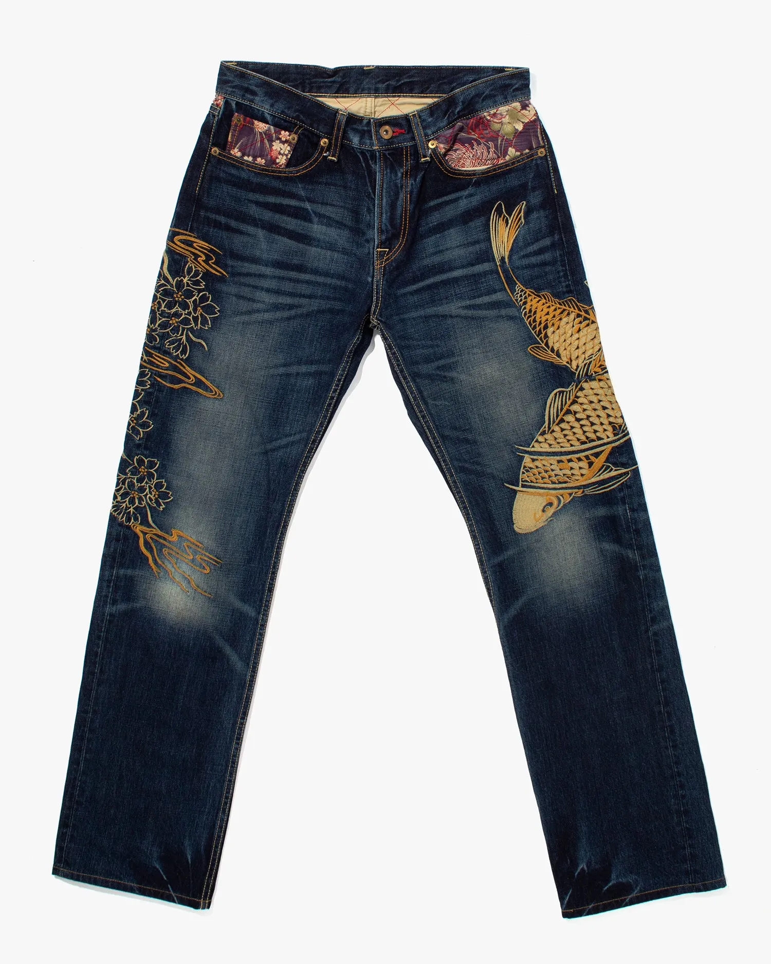 Japanese Repro Denim Jeans, Eternal, Koi Fish and Sakura Embroidery - 31
