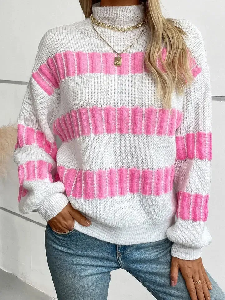 Jaspen Striped Mock Neck Sweater