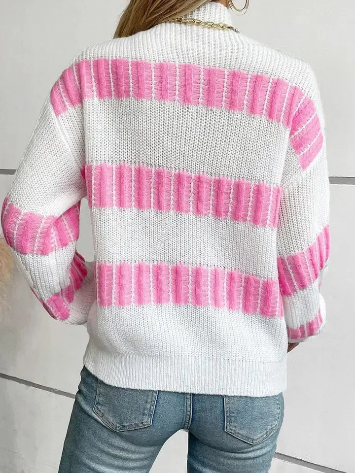 Jaspen Striped Mock Neck Sweater