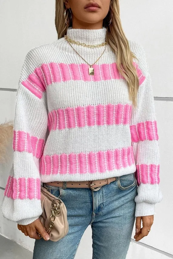 Jaspen Striped Mock Neck Sweater