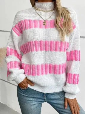 Jaspen Striped Mock Neck Sweater