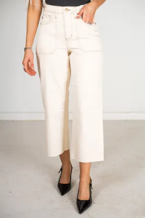 Judy Blue Vanilla Garment Dyed Crop Wide Leg Jeans