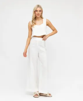Kara Linen Pants - White