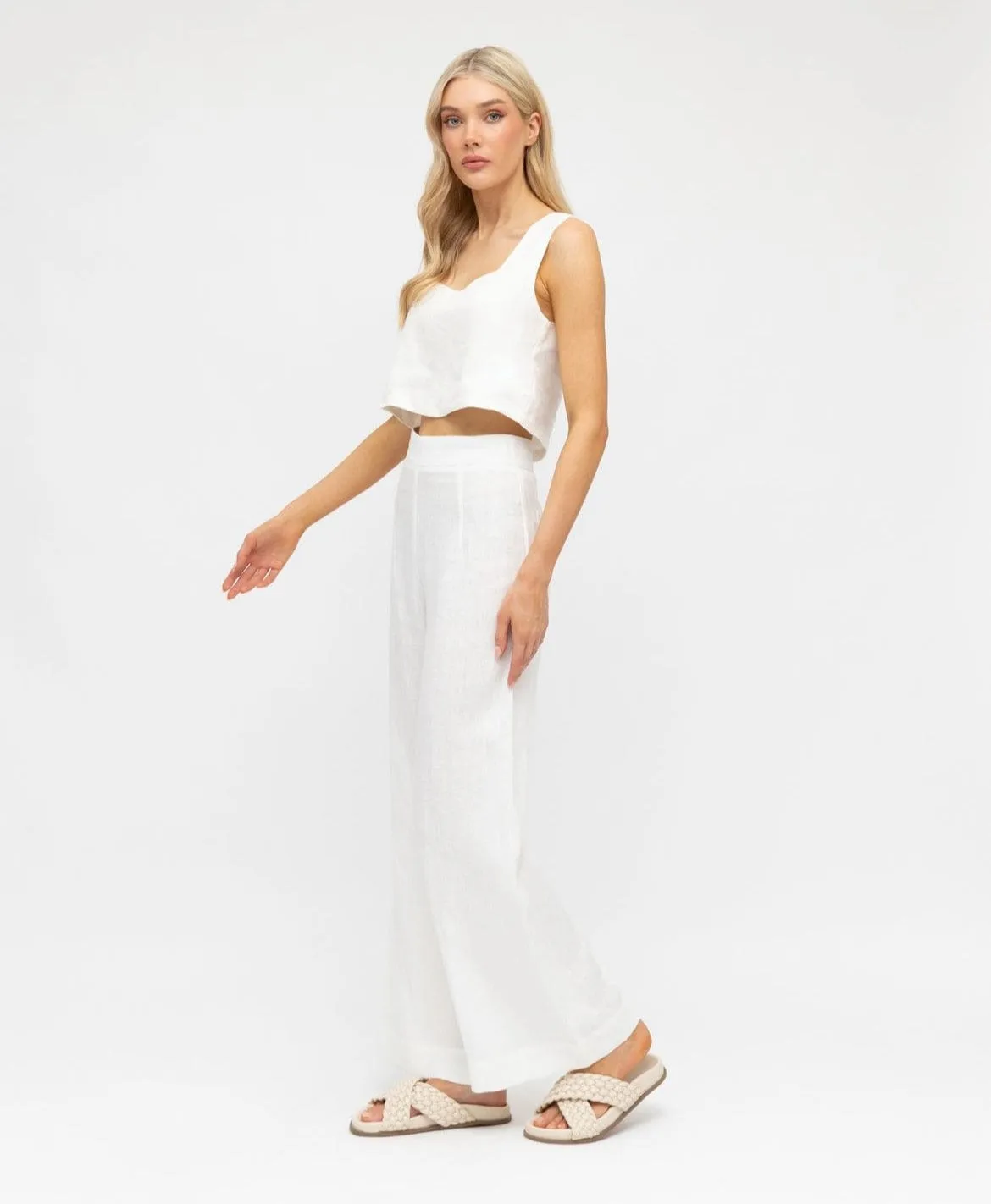 Kara Linen Pants - White