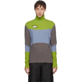 Keenkee Blue and Green Oval Cut Turtleneck