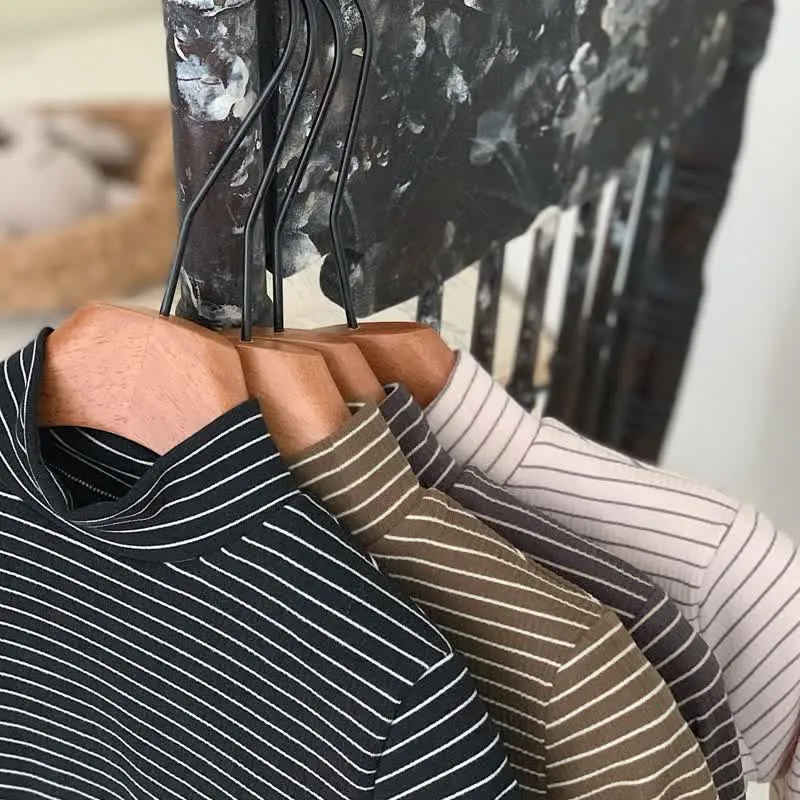 Kids Striped Turtleneck Base Layer T-shirt